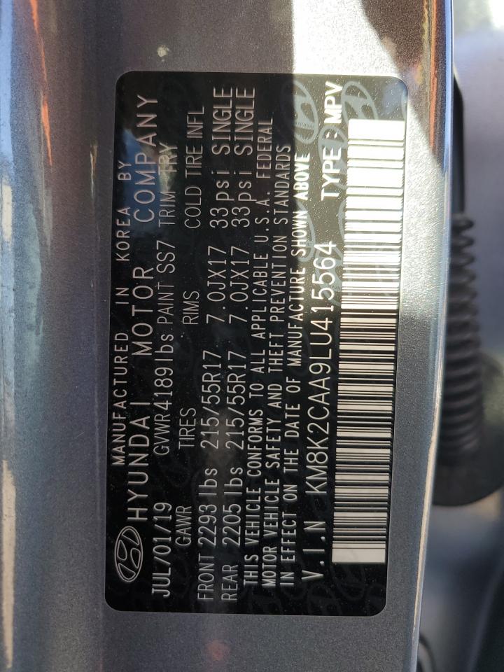 2020 Hyundai Kona Sel VIN: KM8K2CAA9LU415564 Lot: 83317474