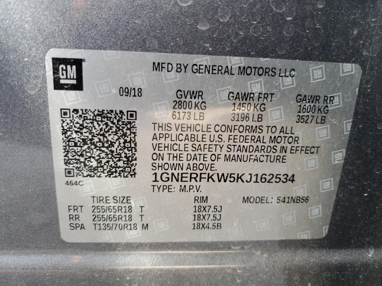 2019 Chevrolet Traverse Ls VIN: 1GNERFKW5KJ162534 Lot: 85689634