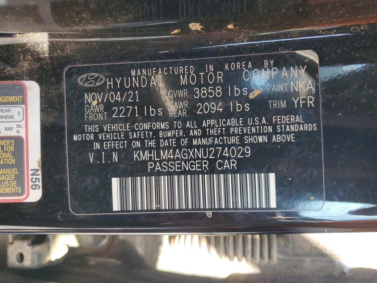 2022 Hyundai Elantra Sel VIN: KMHLM4AGXNU274029 Lot: 85782514