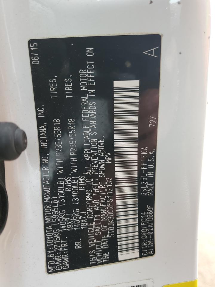 2015 Toyota Sienna Le VIN: 5TDJK3DC2FS112132 Lot: 84671734