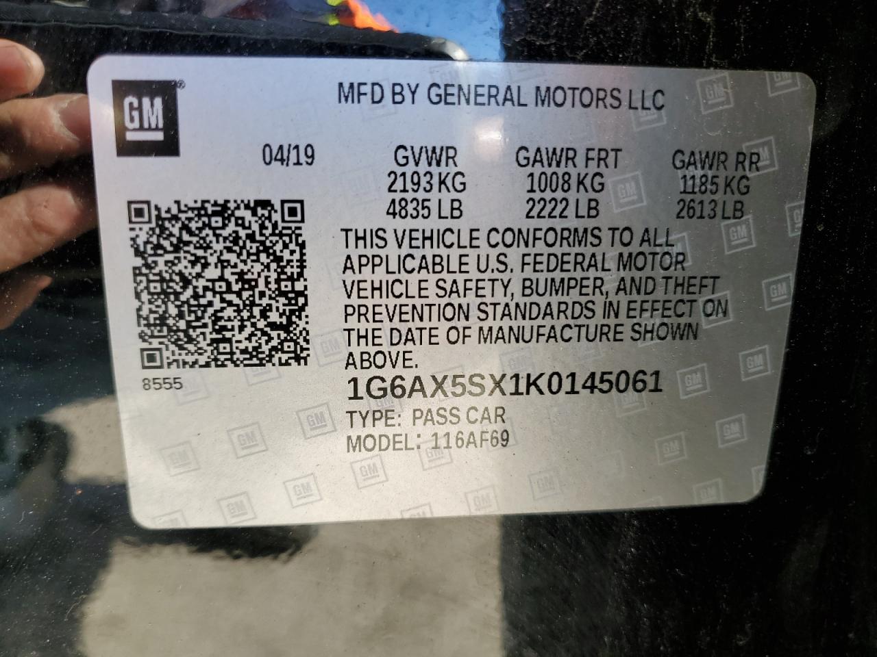 2019 Cadillac Cts Luxury VIN: 1G6AX5SX1K0145061 Lot: 85949664