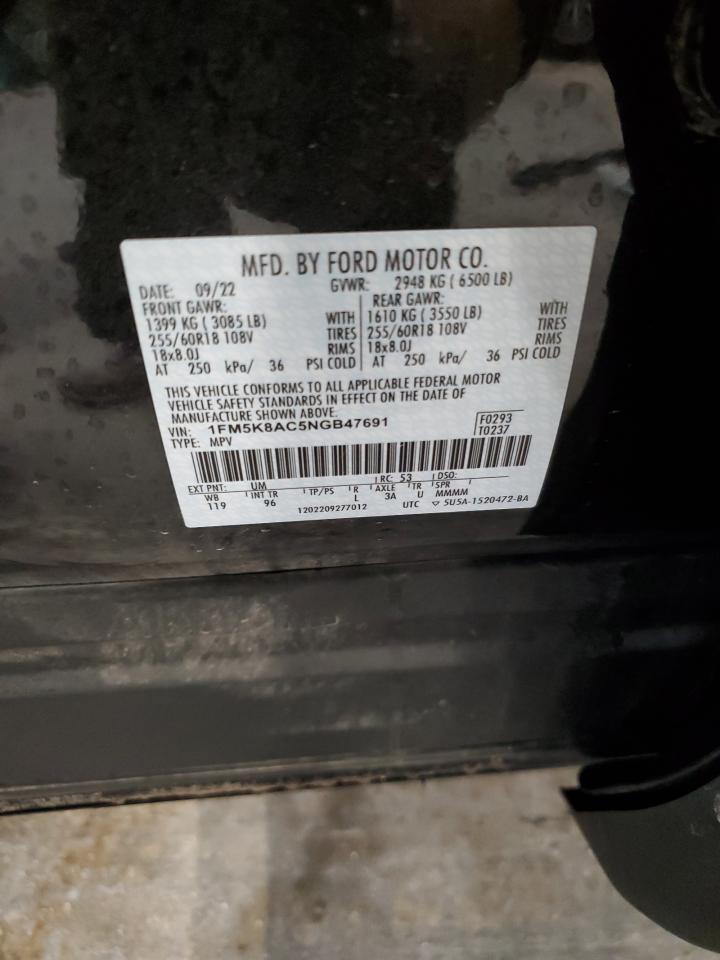 VIN 1FM5K8AC5NGB47691 2022 FORD EXPLORER no.13