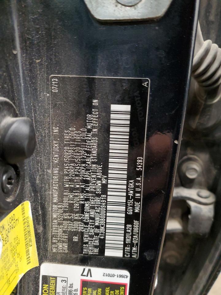 2013 Toyota Venza Le VIN: 4T3BK3BB0DU094918 Lot: 85753384