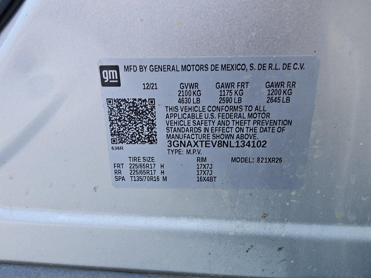 VIN 3GNAXTEV8NL134102 2022 CHEVROLET EQUINOX no.13