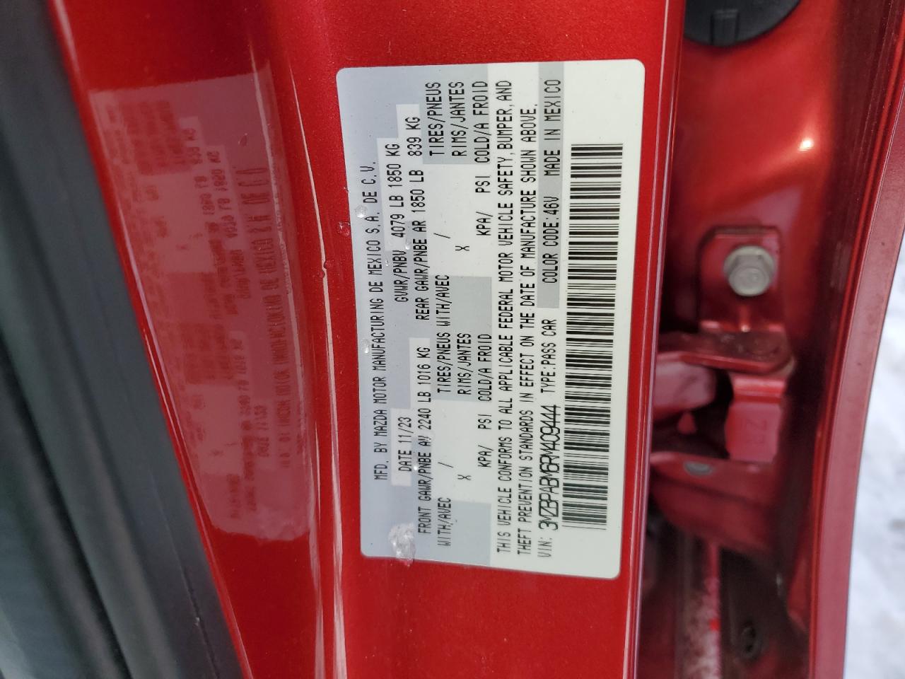 VIN 3MZBPABM6RM409444 2024 MAZDA 3 SELECT S no.12