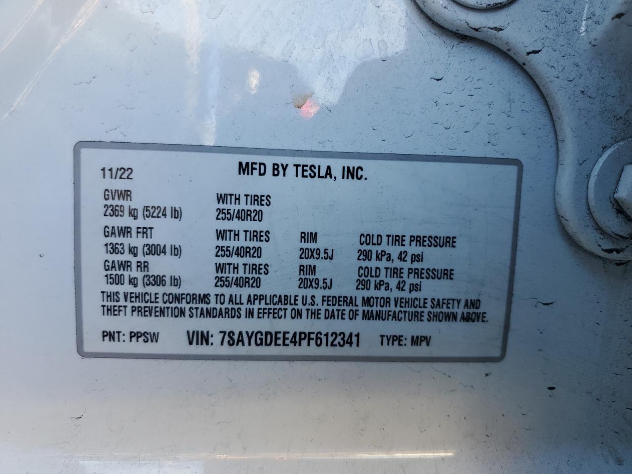 VIN 7SAYGDEE4PF612341 2023 TESLA MODEL Y no.12