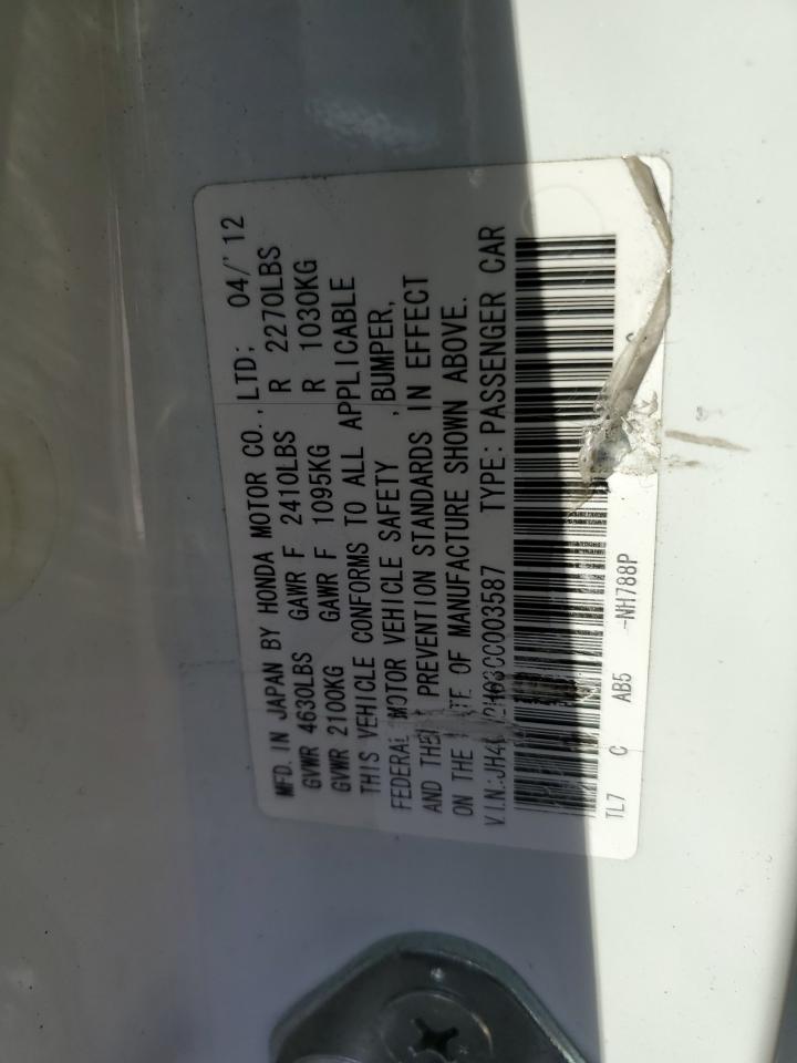 2012 Acura Tsx Tech VIN: JH4CW2H63CC003587 Lot: 82851704