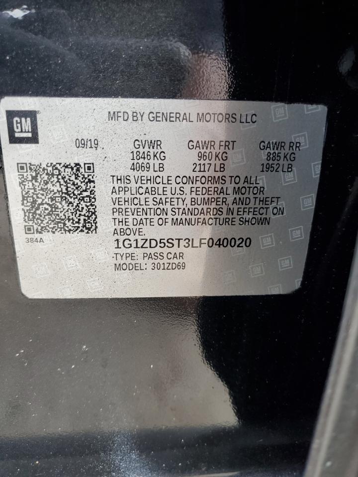 2020 Chevrolet Malibu Lt VIN: 1G1ZD5ST3LF040020 Lot: 85319014