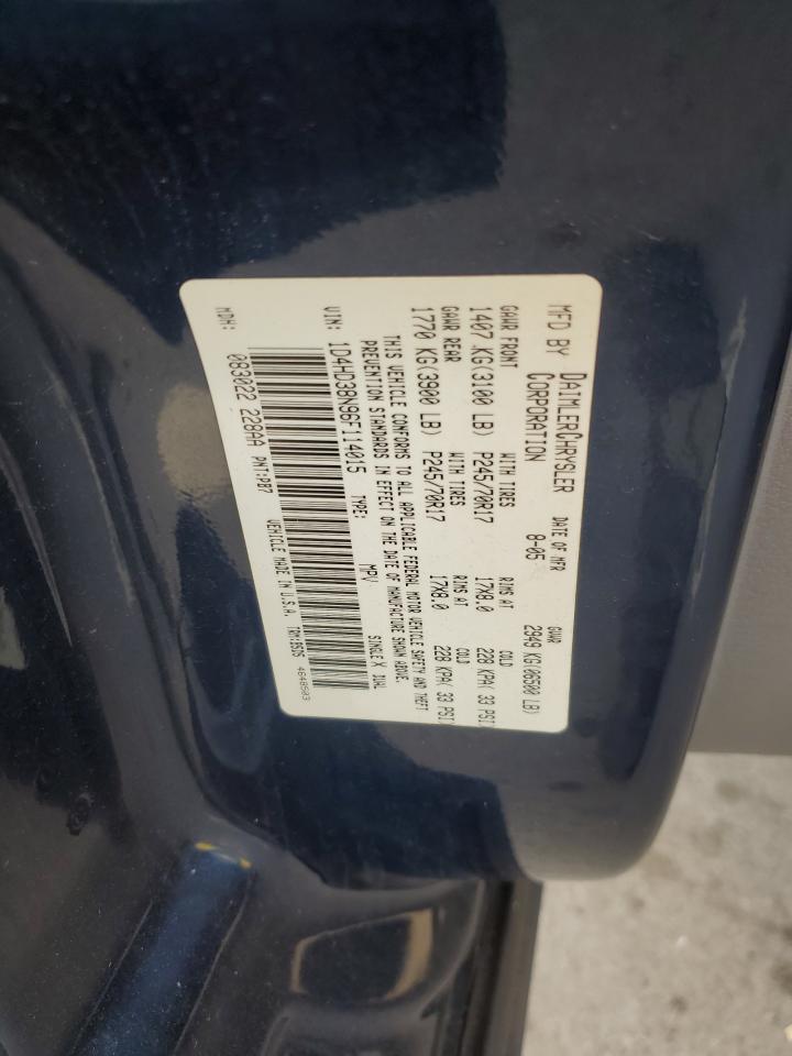 2006 Dodge Durango Sxt VIN: 1D4HD38N96F114015 Lot: 86846914