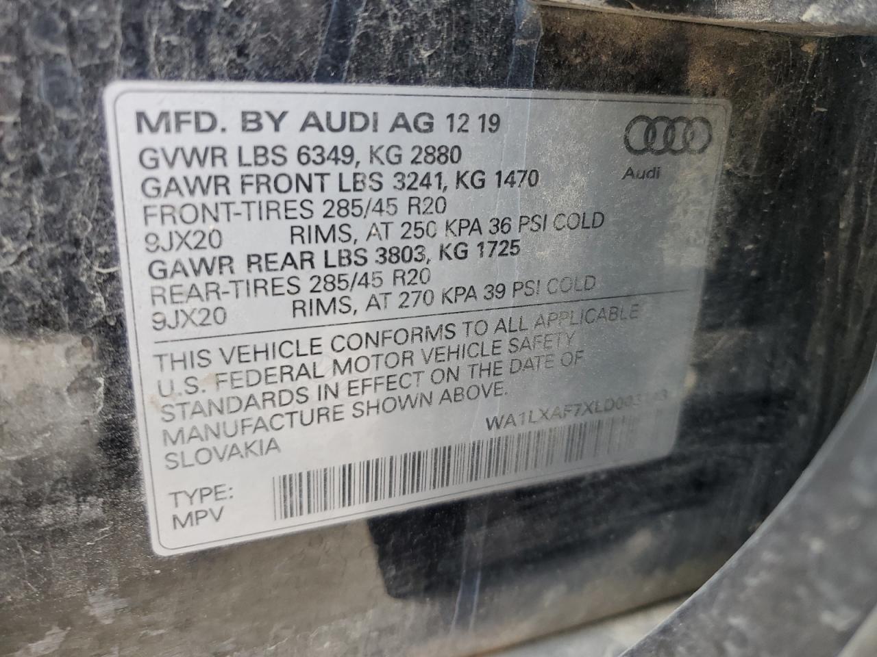 2020 Audi Q7 Premium Plus VIN: WA1LXAF7XLD003143 Lot: 64678135