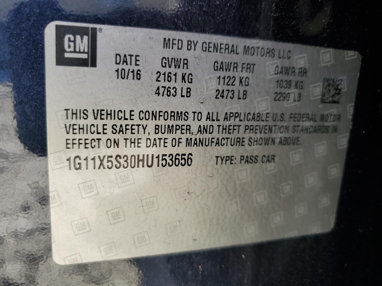 VIN 1G11X5S30HU153656 2017 CHEVROLET IMPALA no.12