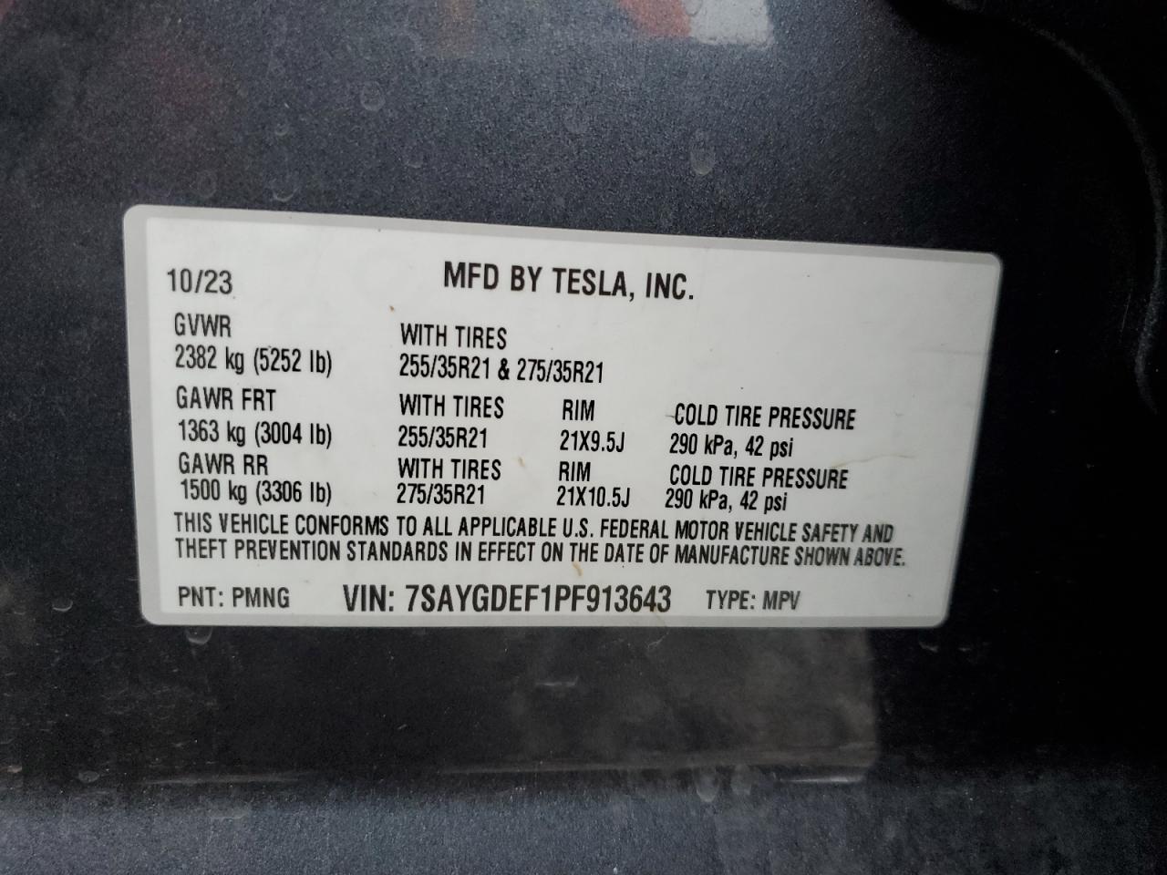 VIN 7SAYGDEF1PF913643 2023 TESLA MODEL Y no.12