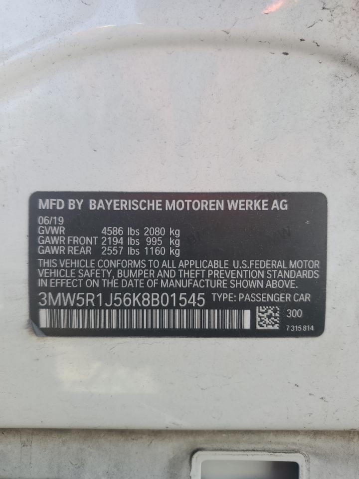 VIN 3MW5R1J56K8B01545 2019 BMW 3 SERIES no.12