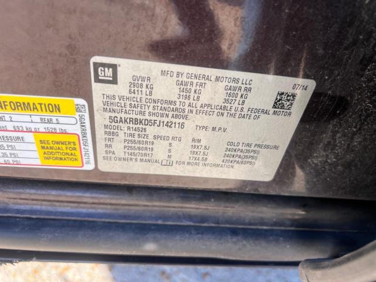 5GAKRBKD5FJ142116 2015 BUICK ENCLAVE - Image 10