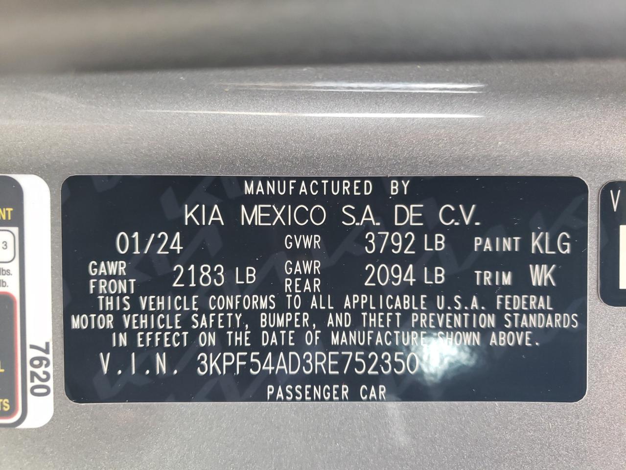 VIN 3KPF54AD3RE752350 2024 KIA FORTE no.12