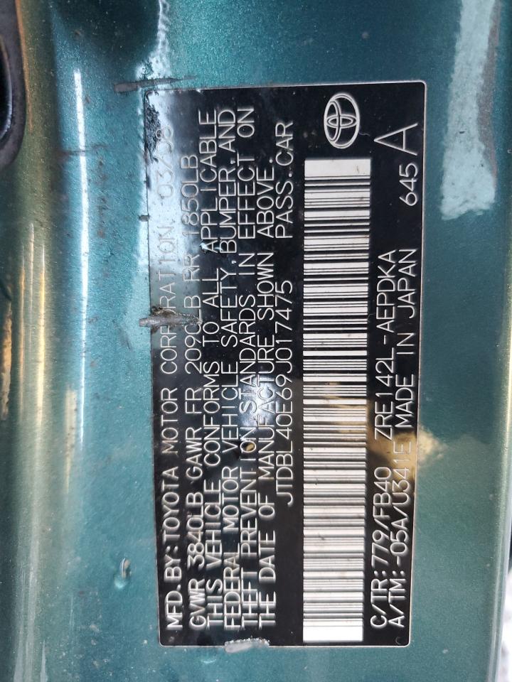 2009 Toyota Corolla Base VIN: JTDBL40E69J017475 Lot: 86547124