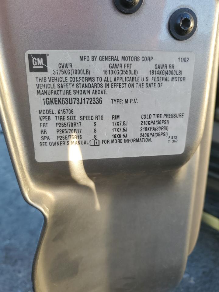 2003 GMC Yukon Denali VIN: 1GKEK63U73J172336 Lot: 85758224