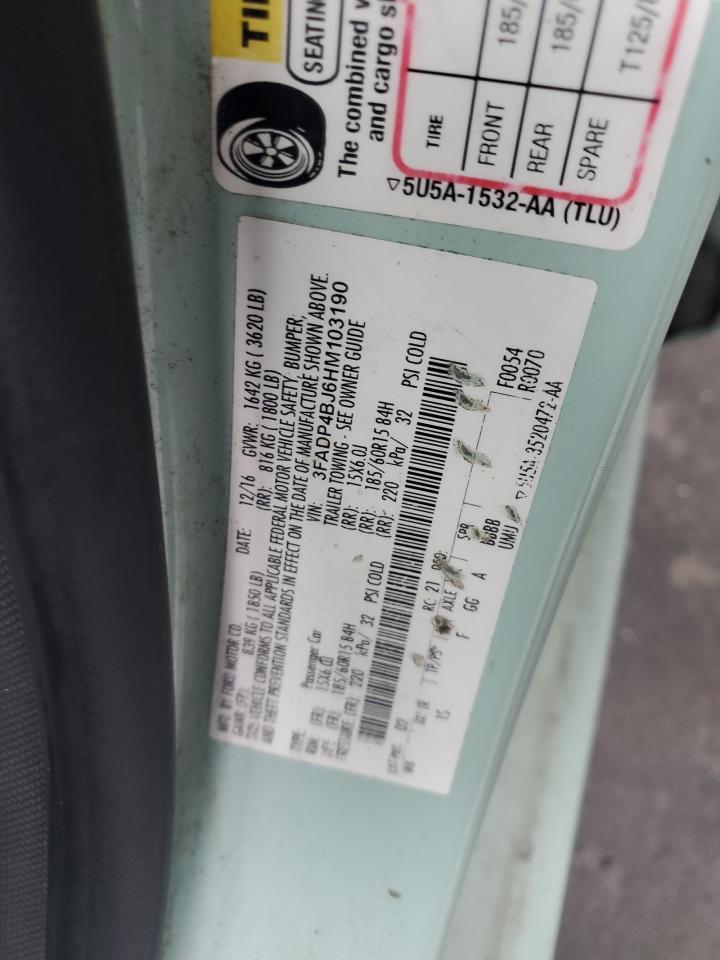 2017 Ford Fiesta Se VIN: 3FADP4BJ6HM103190 Lot: 85338324