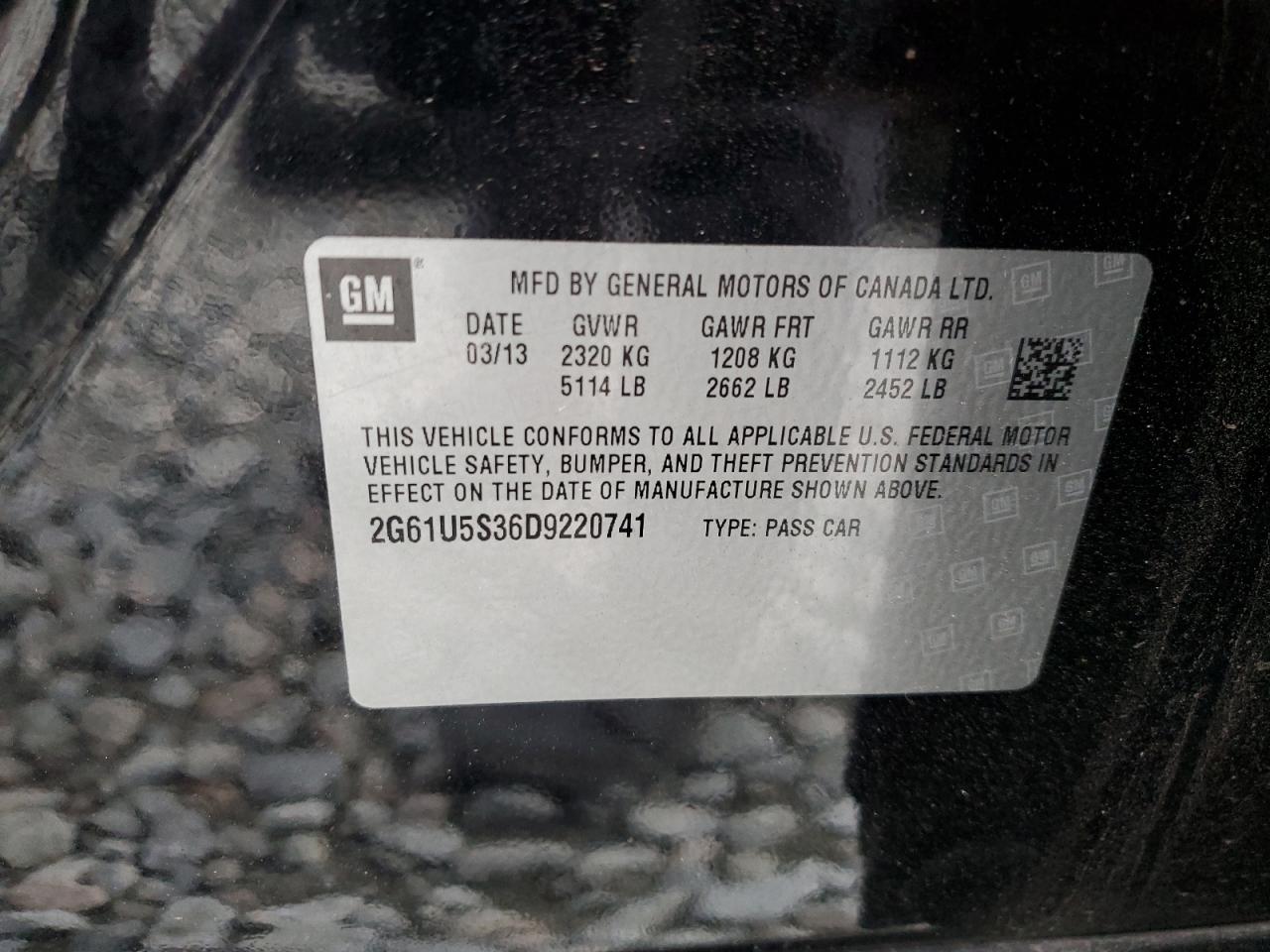 2013 Cadillac Xts Platinum VIN: 2G61U5S36D9220741 Lot: 62330165