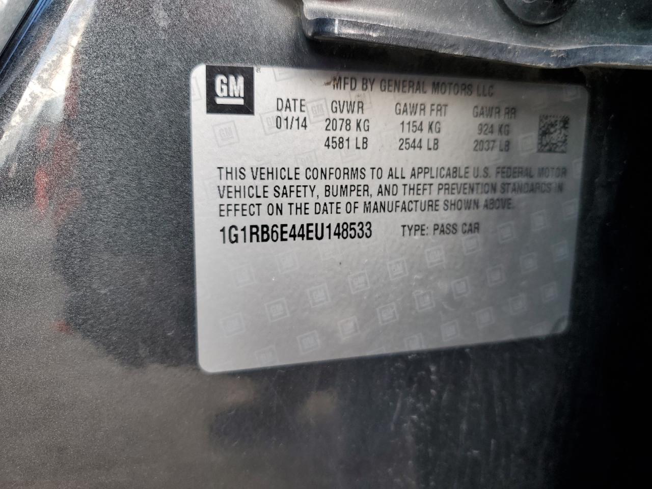 2014 Chevrolet Volt VIN: 1G1RB6E44EU148533 Lot: 82975274