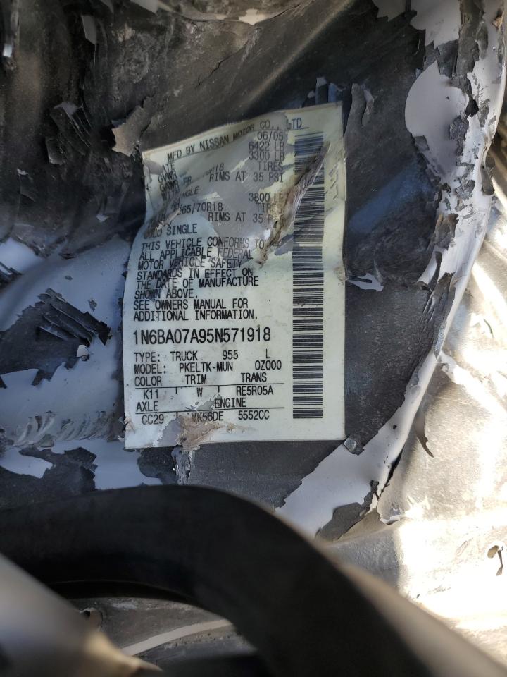 2005 Nissan Titan Xe VIN: 1N6BA07A95N571918 Lot: 85167514