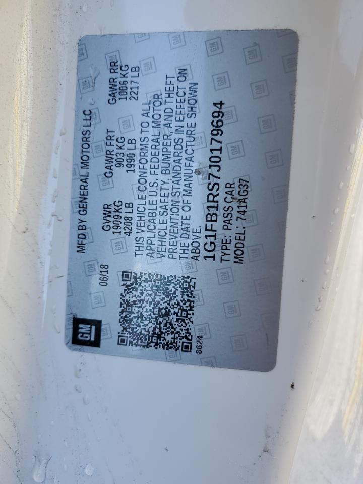 2018 Chevrolet Camaro Lt VIN: 1G1FB1RS7J0179694 Lot: 83070034