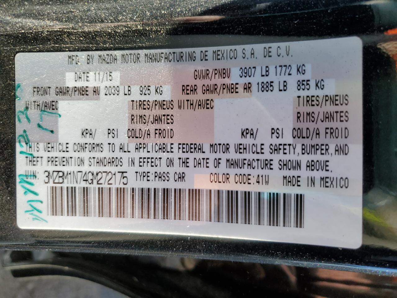 2016 Mazda 3 Grand Touring VIN: 3MZBM1N74GM272175 Lot: 86120454