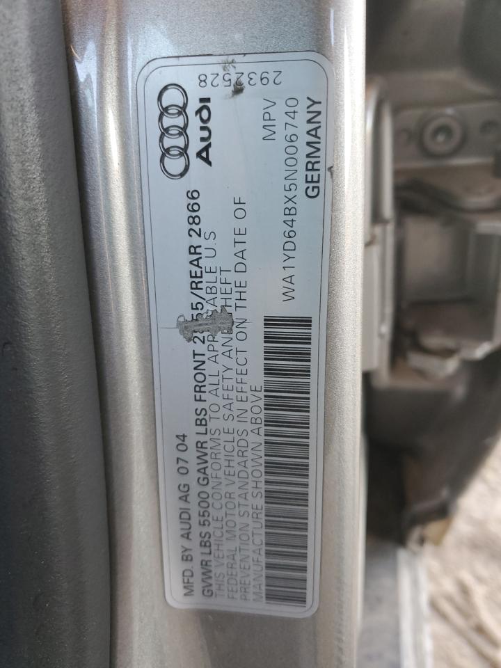 2005 Audi Allroad VIN: WA1YD64BX5N006740 Lot: 85575884
