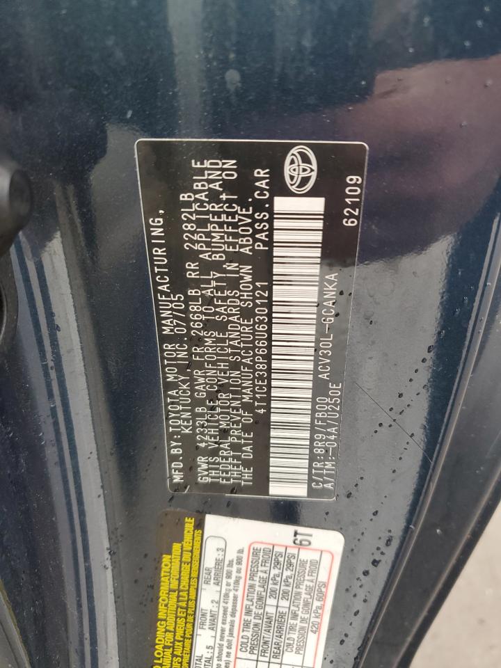 2006 Toyota Camry Solara Se VIN: 4T1CE38P66U630121 Lot: 85737404