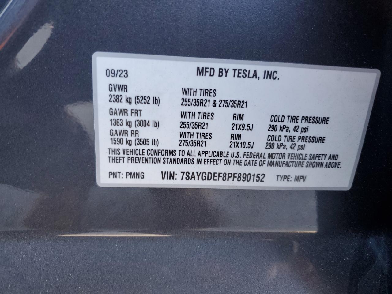 2023 Tesla Model Y VIN: 7SAYGDEF8PF890152 Lot: 83104794