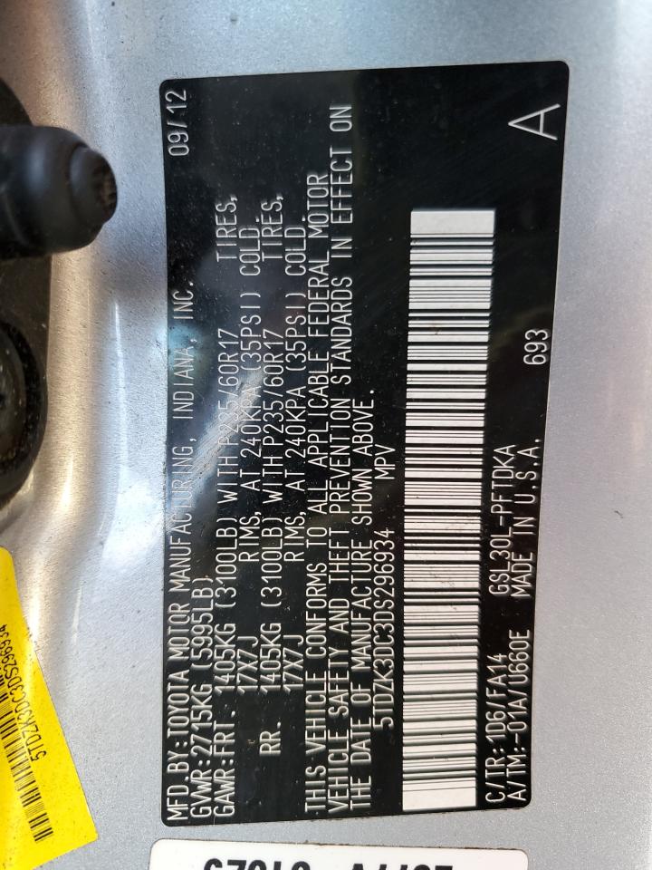 VIN 5TDZK3DC3DS296934 2013 TOYOTA All Models no.13