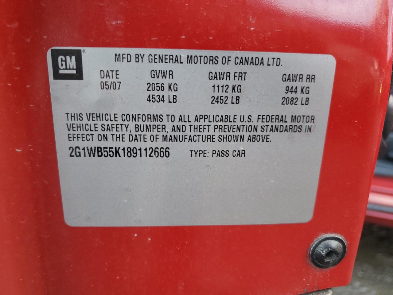 2008 Chevrolet Impala Ls VIN: 2G1WB55K189112666 Lot: 87012744