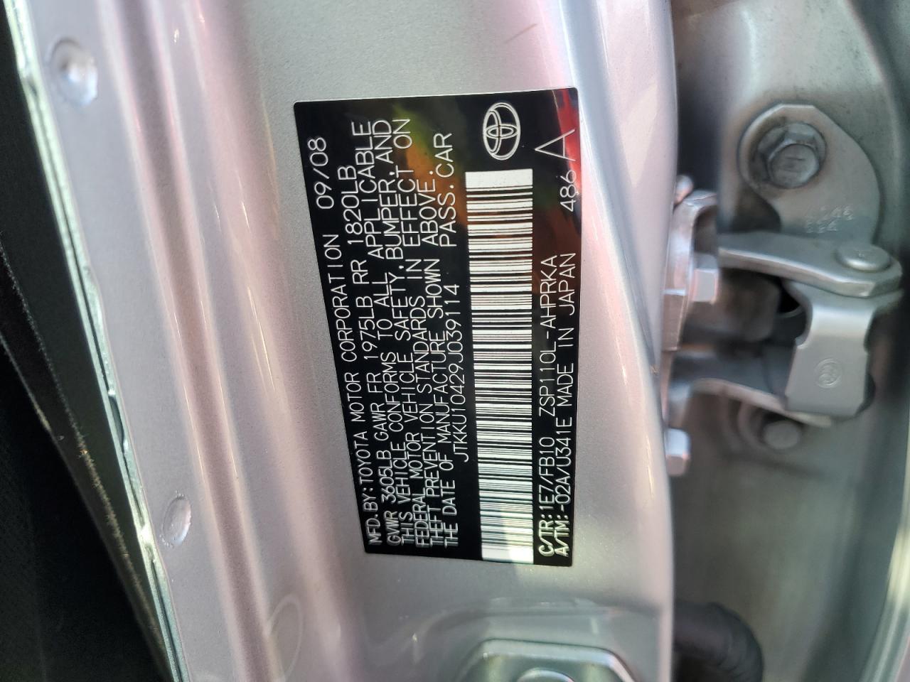 2009 Toyota Scion Xd VIN: JTKKU10429J039114 Lot: 84705204