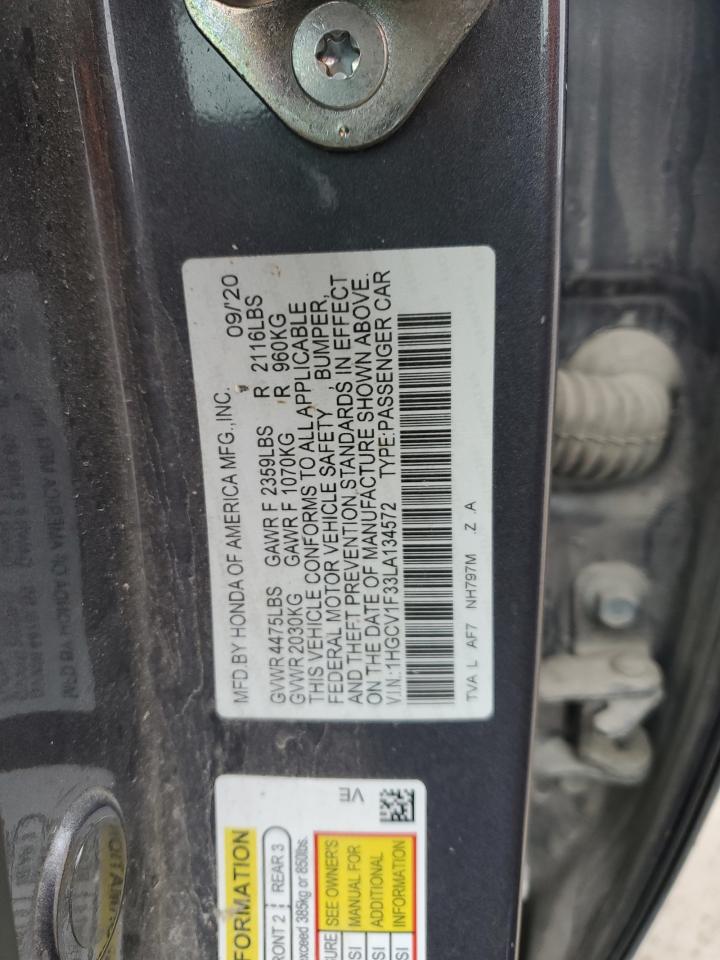 VIN 1HGCV1F33LA134572 2020 HONDA ACCORD no.12