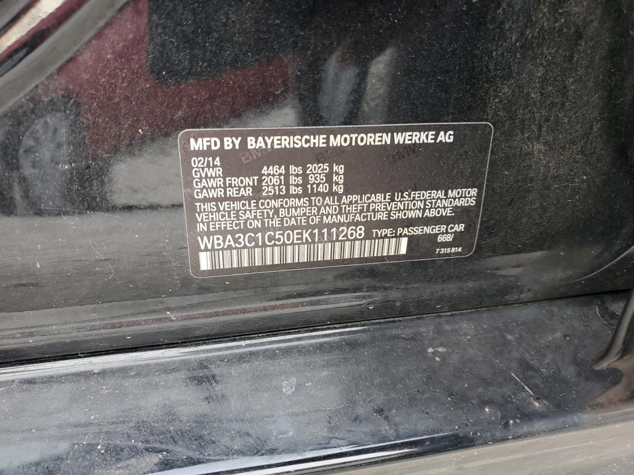 2014 BMW 328 I Sulev VIN: WBA3C1C50EK111268 Lot: 83095254