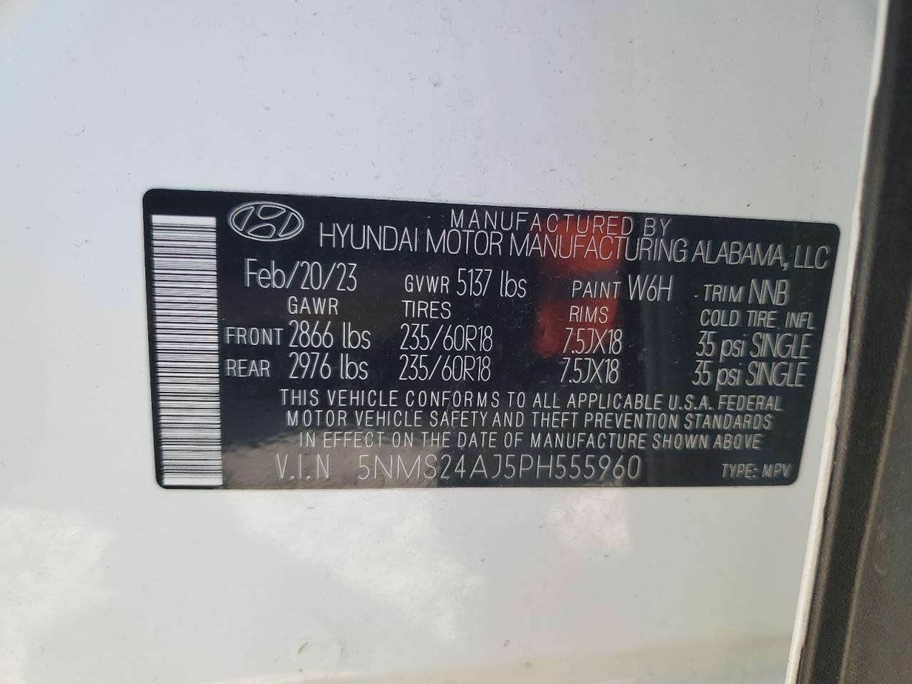 VIN 5NMS24AJ5PH555960 2023 HYUNDAI SANTA FE no.13