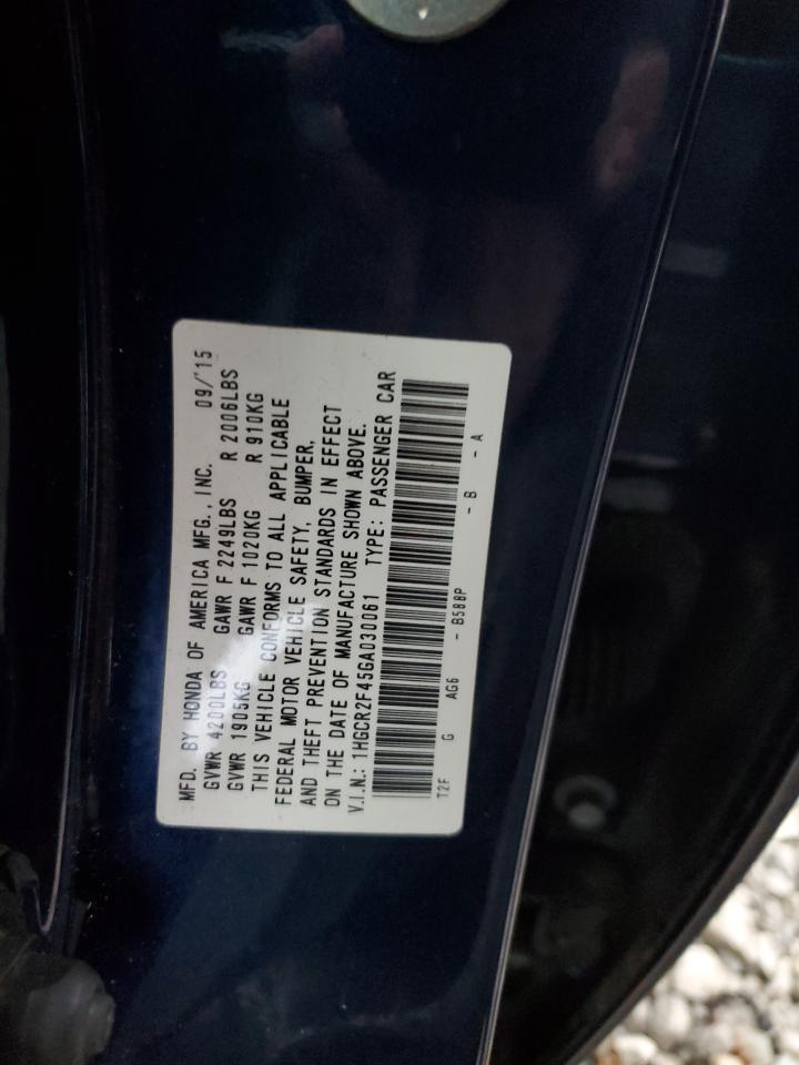 VIN 1HGCR2F45GA030061 2016 HONDA ACCORD no.12