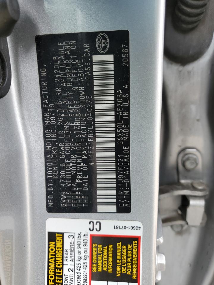 2020 Toyota Avalon Xse VIN: 4T1FZ1FB7LU040275 Lot: 82445534