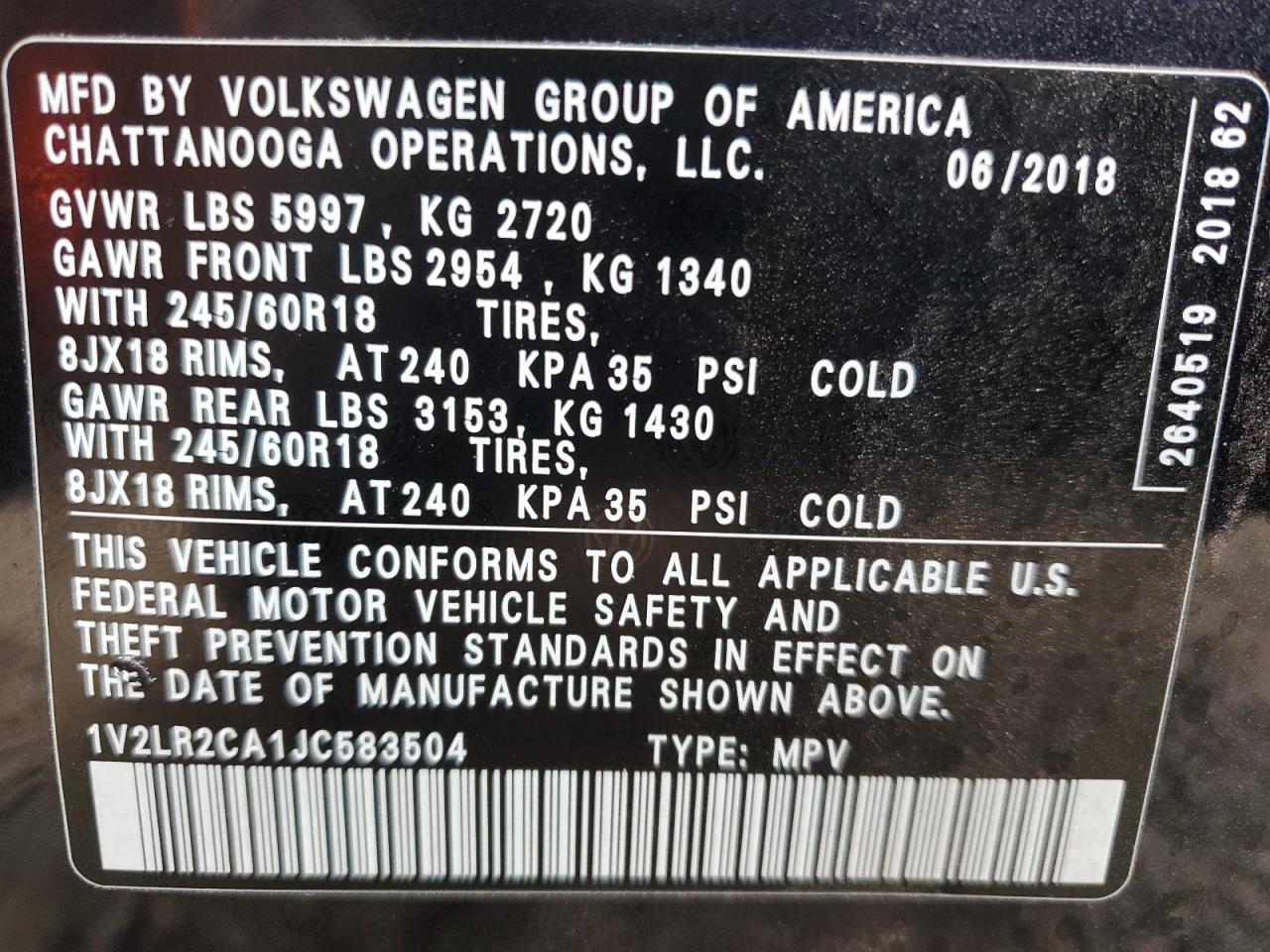 1V2LR2CA1JC583504 2018 VOLKSWAGEN ATLAS - Image 15