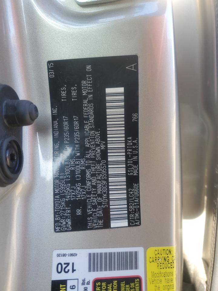 VIN 5TDYK3DC9FS595570 2015 TOYOTA All Models no.13