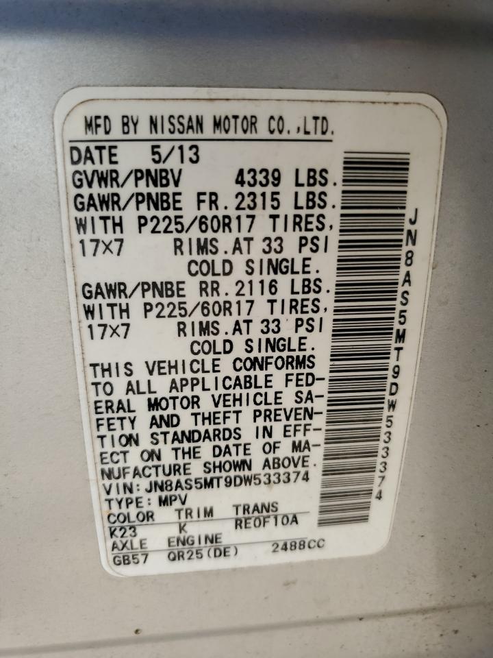 VIN JN8AS5MT9DW533374 2013 NISSAN ROGUE no.13