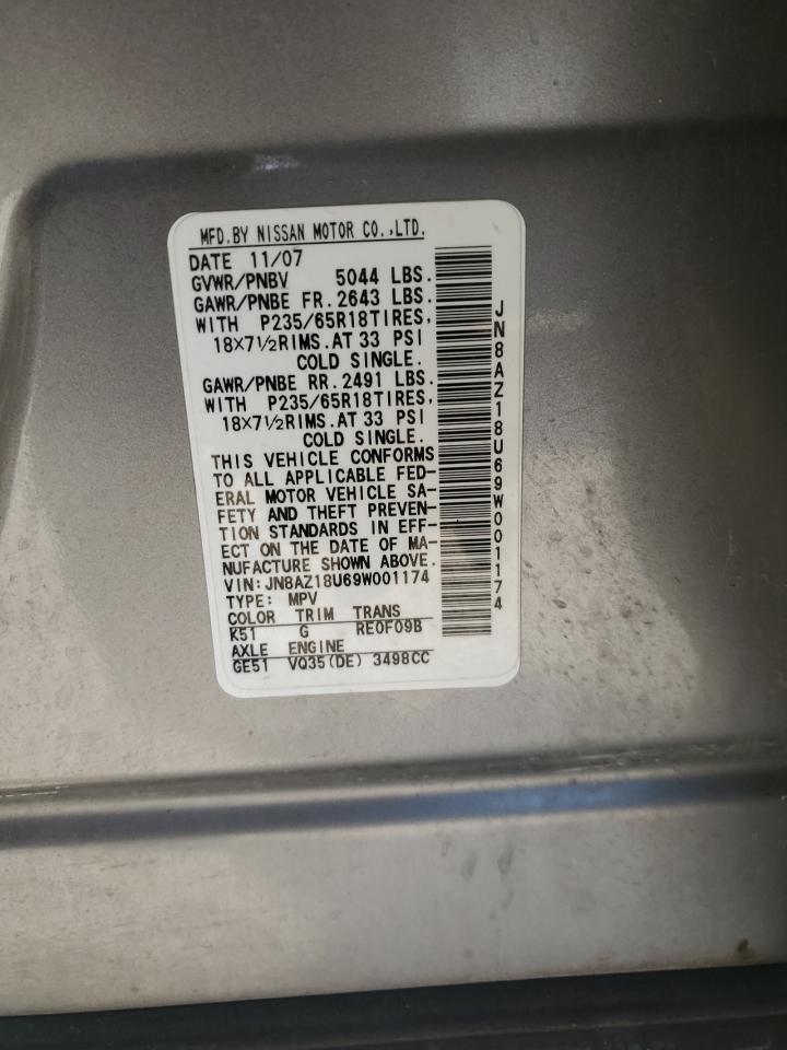 2009 Nissan Murano S VIN: JN8AZ18U69W001174 Lot: 84704714