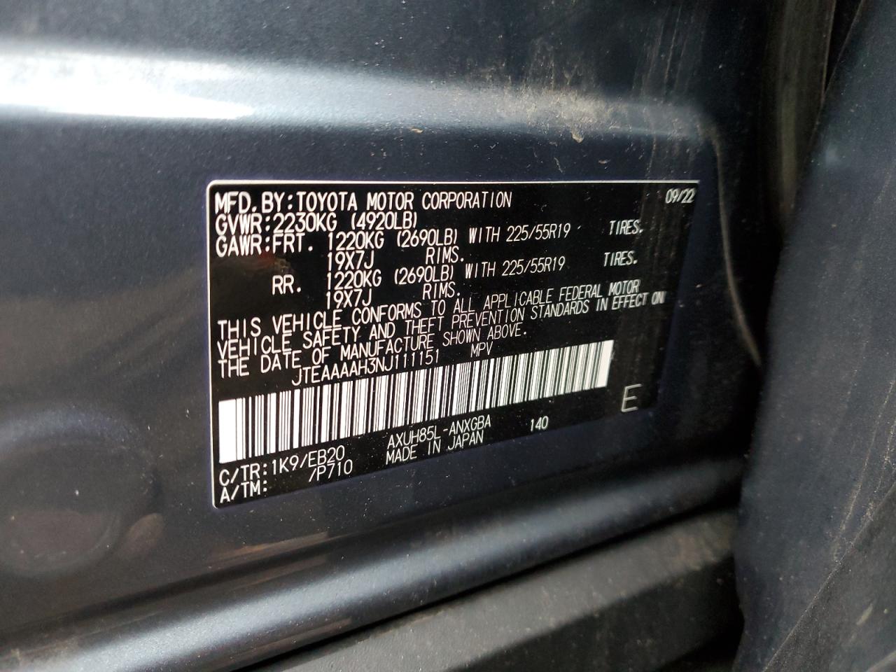 2022 Toyota Venza Le VIN: JTEAAAAH3NJ111151 Lot: 84199934