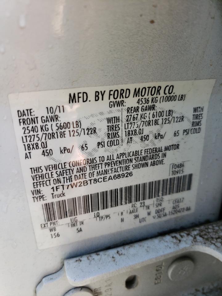 2012 Ford F250 Super Duty VIN: 1FT7W2BT8CEA68926 Lot: 83337004