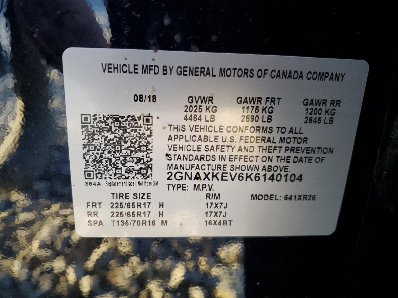 VIN 2GNAXKEV6K6140104 2019 CHEVROLET EQUINOX no.12