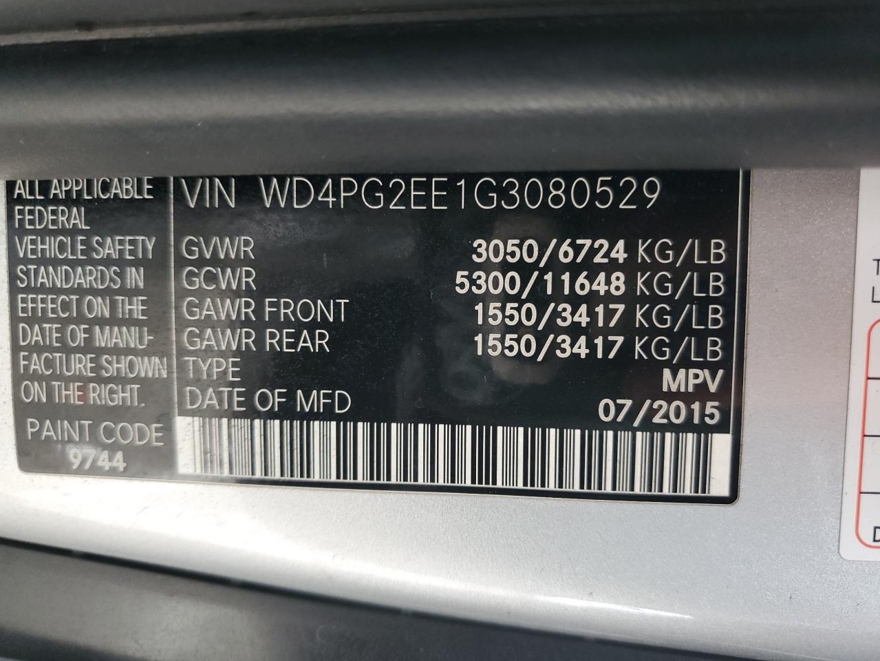 VIN WD4PG2EE1G3080529 2016 MERCEDES-BENZ METRIS no.14