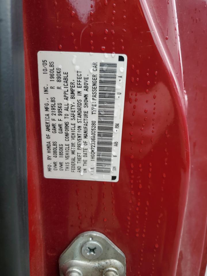 2006 Honda Accord Lx VIN: 1HGCM72336A005280 Lot: 82789854