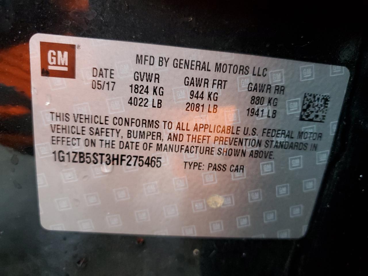 VIN 1G1ZB5ST3HF275465 2017 CHEVROLET MALIBU no.12