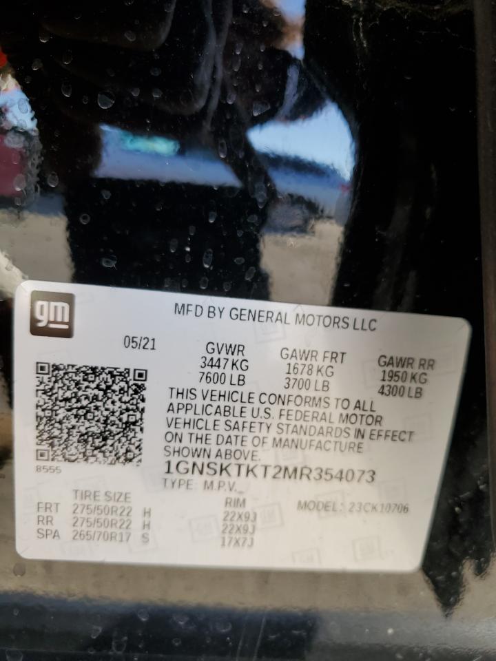 2021 Chevrolet Tahoe K1500 High Country VIN: 1GNSKTKT2MR354073 Lot: 84631604