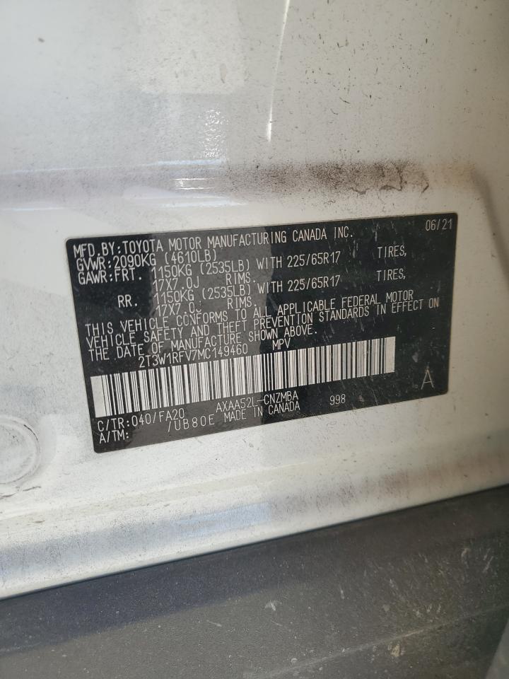 2021 Toyota Rav4 Xle VIN: 2T3W1RFV7MC149460 Lot: 82814544